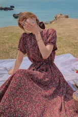 现货主推！2021夏季新款碎花连衣裙163-8800-P90-控138，女装连衣裙，拾菱