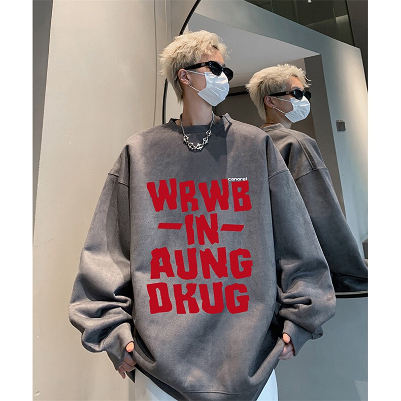 抖音得物供货 提供视频 秋冬重磅美式麂皮绒圆领卫衣 JY317图片