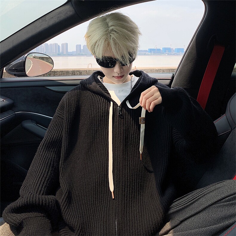 毛衣男秋冬新款港风宽松连帽针织毛衫MYA3-P65，男装针织衫/毛衣，星座214-3