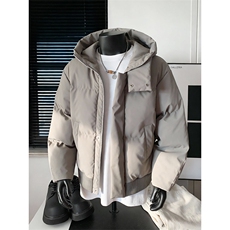 现货5W件冬季三防重磅boxy短款羽绒连帽PU皮棉衣外套防风加厚棉服，男装棉衣，电商A443