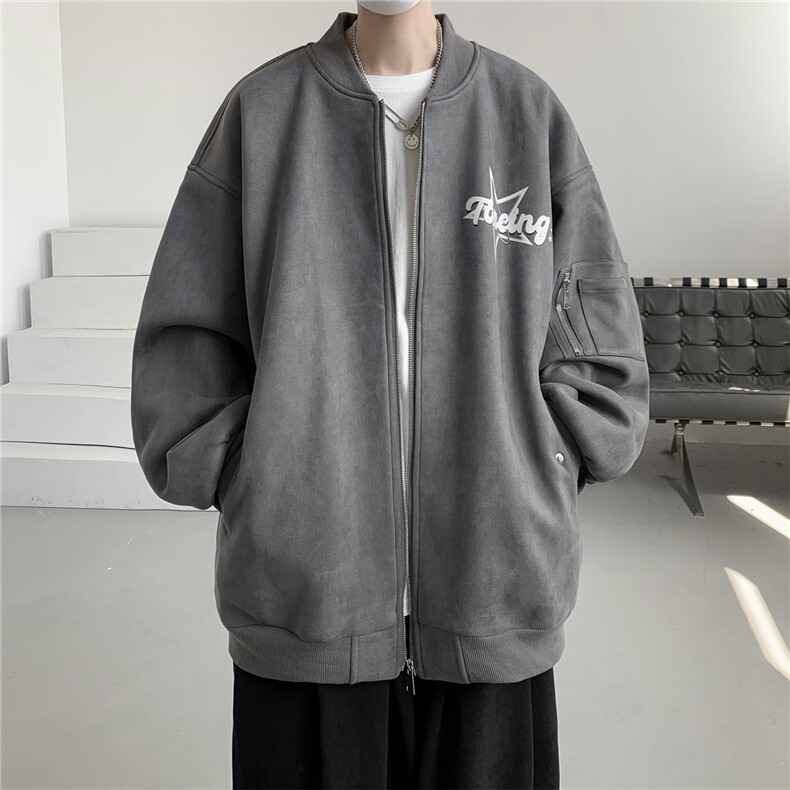 23秋款美式复古麂皮绒飞行棒球服男女夹克外套JF251-P80控108,男装夹克,电商B370