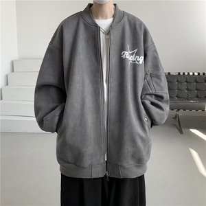 23秋款美式复古麂皮绒飞行棒球服男女夹克外套JF251-P80控108图片
