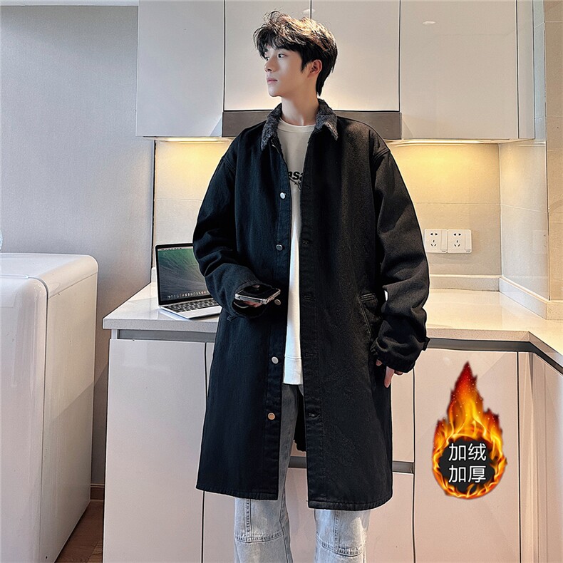 JK644J-P95-限价138 M-5XL 现货加绒羊羔毛夹克牛仔风衣棉服图片