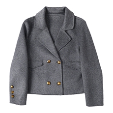 2024秋冬款双面呢大衣女装小个子短款羊毛外套，女装毛呢外套，高哲羊绒