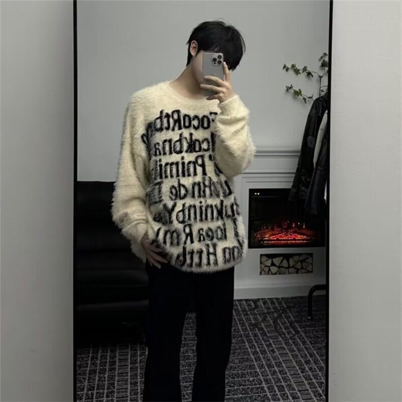 【有货】D8815-P53美式潮牌复古字母毛衣秋冬款百搭针织衫,男装针织衫/毛衣,星座603-2