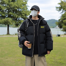 冬季拼三条杠面包服宽松情侣男女羽绒棉连帽棉衣C408M1245P100，男装棉衣，电商C408(原B339-1)