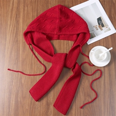 2025年秋季新款麻花抽绳针织披肩帽时尚休闲通勤，披肩，九月九羊绒