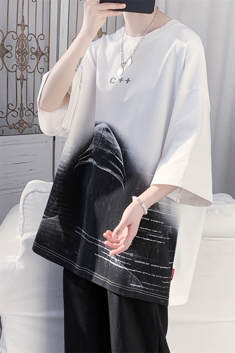 货足7XL-M纯短袖T恤男2023夏季新款美式ins潮半袖体恤加肥加大,男装T恤,钱塘717(原712)