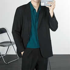 小西装外套男秋季男生韩版商务百搭港风痞帅休闲西服外套TK74，男装西服套装，星座1116A-2（原606A-1）