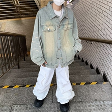新款韩版设计感宽松百搭夹克户外牛仔外套情侣款，男装夹克，星座716-4