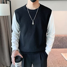轻熟风拼接卫衣男秋冬季圆领打底衫青年修身撞色休闲毛衣Q222，男装针织衫/毛衣，星座1116A-2（原606A-1）