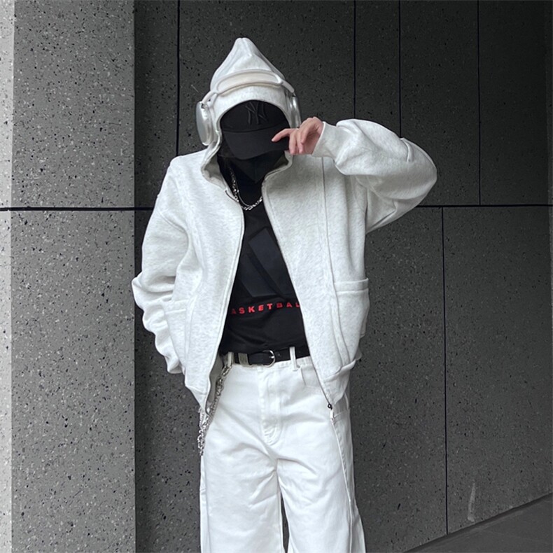 抖音得物高品质二开25秋冬美式重磅宽松结构设计连帽卫衣外套W78,男装卫衣,电商A486-1