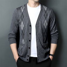 2023春秋新款中青年男士V领针织开衫时尚休闲百搭毛衣长袖男潮流，男装针织衫/毛衣，电商B212（原钱塘6029）