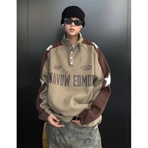 立领卫衣男春秋季新款美式宽松上衣服大码休闲套头外套 TD846图片