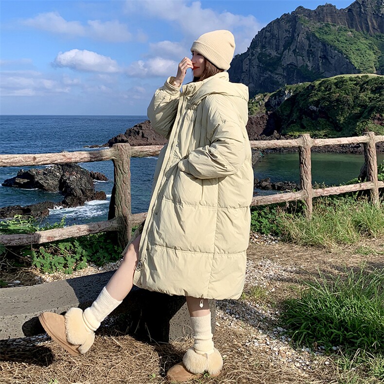 韩版学院风中长款羽绒服女2025年冬季新款加厚显瘦减龄白鸭绒外套,女装羽绒服,浙宝285（原212）