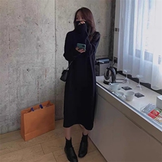 2025百搭时尚加长针织长裙减龄显瘦，女装连衣裙，思途羊绒