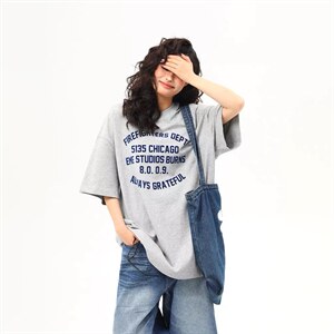 网图现货美式复古字母短袖T恤夏宽松百搭tee A025-T7674-P25图片