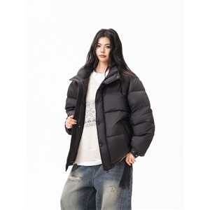 90%绒新标有报告立领撞色韩版宽松羽绒服外套Y988/P350现货图片
