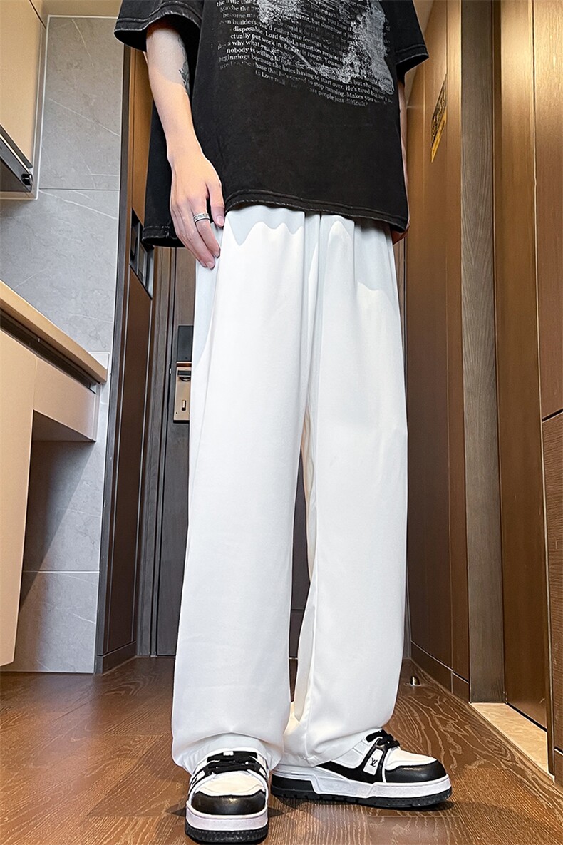8XL-M特大码冰丝裤醋酸阔腿裤男缎面高腰垂感防晒凉凉裤K979P45,男装防晒衣,电商D206-1