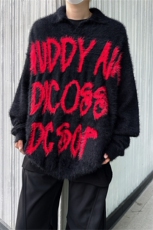 cleanfit烟灰色仿貂绒针织衫外套潮牌高级美式复古V翻领慵懒毛衣，男装针织衫/毛衣，星座505-2（原电商A260-1)