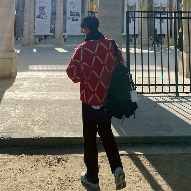 韩代购东大门男女款圣诞慵懒OS几何图案马海毛绒套头毛衣针织衫,男装针织衫/毛衣,星座506A