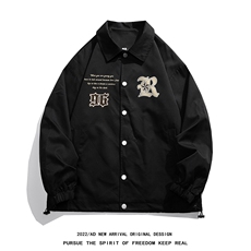 白底22秋冬新款潮牌字母印花翻领棒球服情侣夹克外套JK317P50控68，男装夹克，电商A247-1