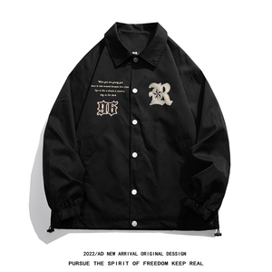 白底22秋冬新款潮牌字母印花翻领棒球服情侣夹克外套JK317P50控68图片