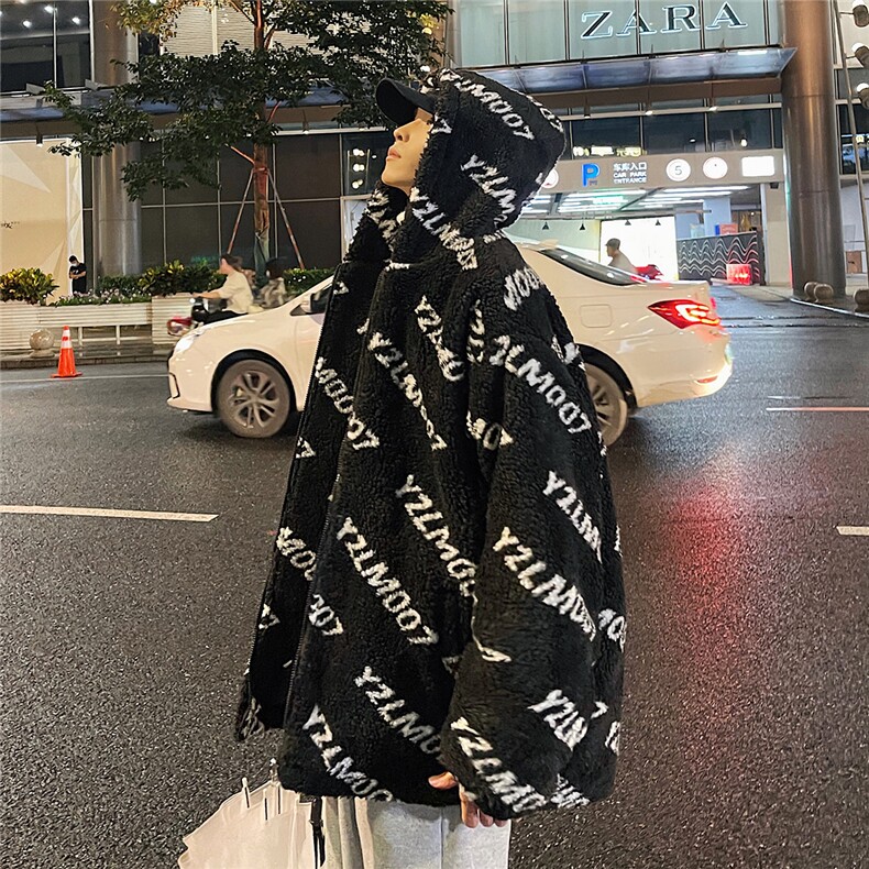 港风定制LOGO羊羔毛棉衣大码M-5XL连帽棉衣外套男78710P105控148,男装棉衣,星座226-1