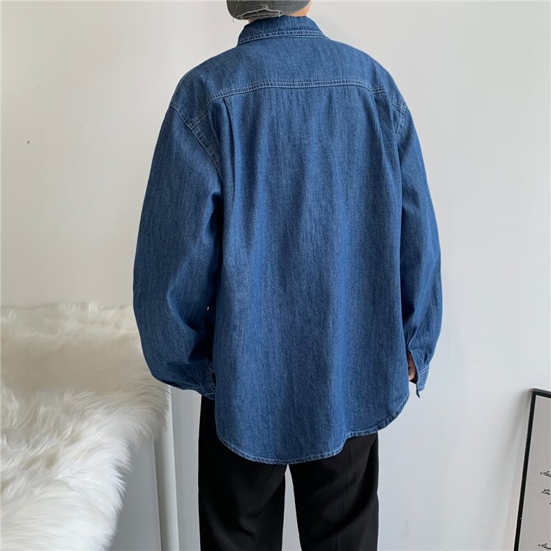 春秋牛仔衬衫男士长袖休闲宽松百搭外套韩版潮流衬衣男CA211-p45,男装衬衫,星座1008