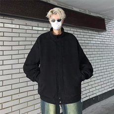 秋冬季男士毛呢夹克ins日系复古宽松立领外套痞帅休闲高级感上衣，男装夹克，星座601-2
