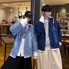 牛仔连帽外套男士春秋季宽松水洗蓝色百搭上衣服个性潮牌情侣夹克，男装夹克，星座218-1（原230）