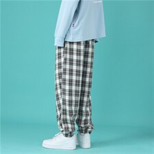 春夏中性风休闲裤港风宽松束脚垂感格子九分裤3303-P40数据好现货，男装休闲裤，电商A157-1