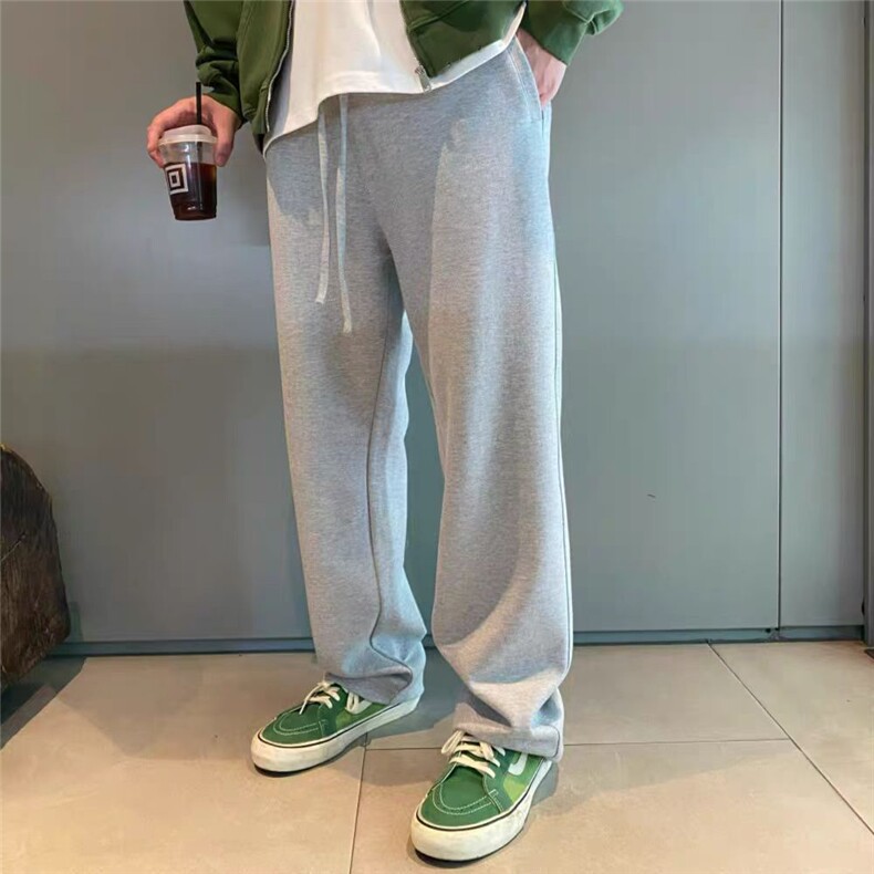 美式重磅390G运动休闲纯色男女直筒裤潮宽松卫裤抽绳长裤CK390P75，男装休闲裤，电商A400（原B301）