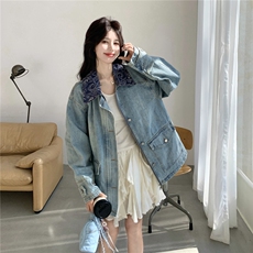 现货2026春装撞色复古牛仔外套2C056-7201-P180控288，女装短外套，2C056