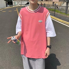 男圆领T恤宽松假两件短袖T205P28，男装T恤，星座1116-2