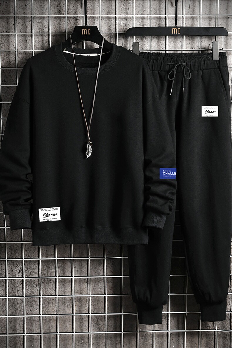 TY7062-P75圆领卫衣套装男运动套装两件套长袖运动服网格挂拍,男装休闲套装,电商A040A