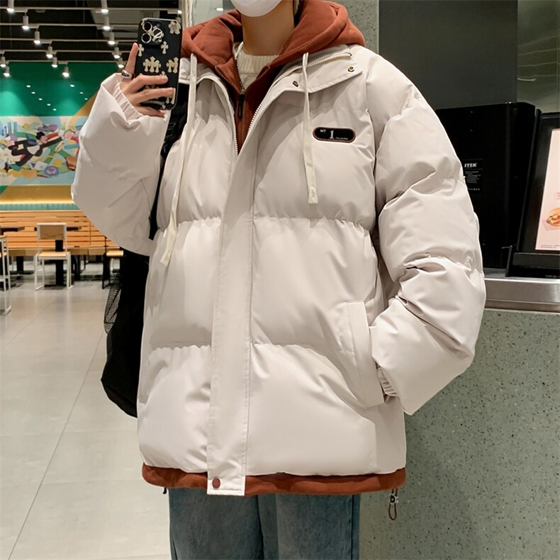 棉衣男冬季新款港风宽松假两件连帽棉服D9999-特P68,男装棉衣,星座214-3