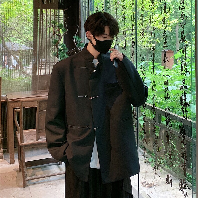 1新中式M-5XL大码96%聚酯纤维4%氨纶金属搭扣西服XF77858P85控138,男装西服,星座226-2