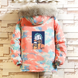 MC49042-P135 大毛领迷彩衣男大码加厚服男袄子 砖墙挂拍图片