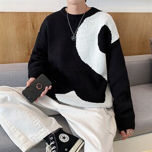 2024秋冬新款毛衣男韩版时尚圆领针织衫印花休闲A161-2-M2036-P65图片