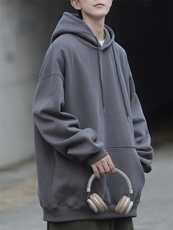 360克华棉秋冬重磅套头连帽卫衣外套纯色帽衫Z02P39加绒45，女装短外套，电商B219