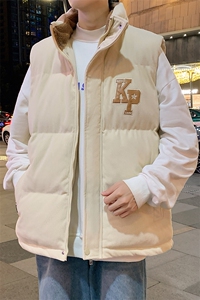冬季新款港风PU皮贴布绣毛巾绣加绒加厚棉背心6618-P88图片