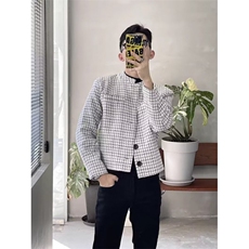 立领西装单排扣西服千鸟格小香风中山装外套有垫肩JK0183P55，男装西服套装，星座1013-1