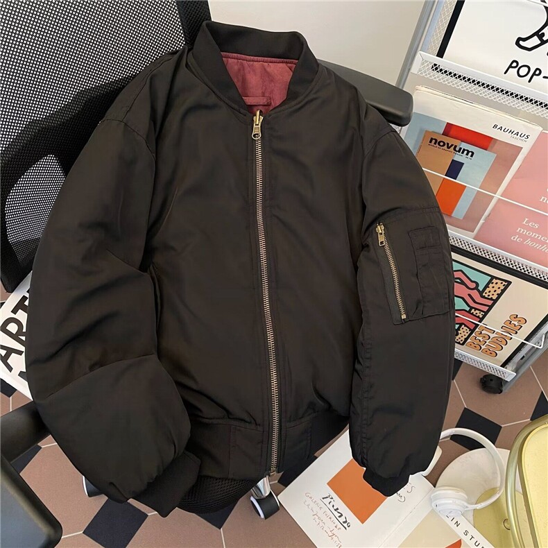 美式炸街纯色加棉棒球服棉服外套男女2024秋冬季夹克衫MF323-P95,男装夹克,星座412-2