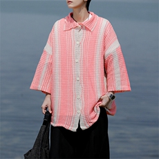 8XL-M特大码美式撞色新中式短袖衬衫男翻领休闲针织开衫DX312P35，男装T恤，电商D206-1