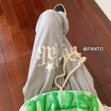 转化率极高重磅麂皮绒立体发泡印花美式运动休闲裤P55控78，男装休闲裤，电商D232A