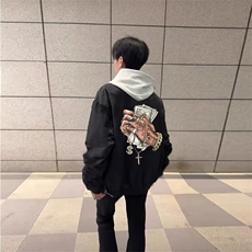 潮流百搭慵懒时尚简约黑色双层防水带内口夹克新款ins气质文艺，男装夹克，星座506A
