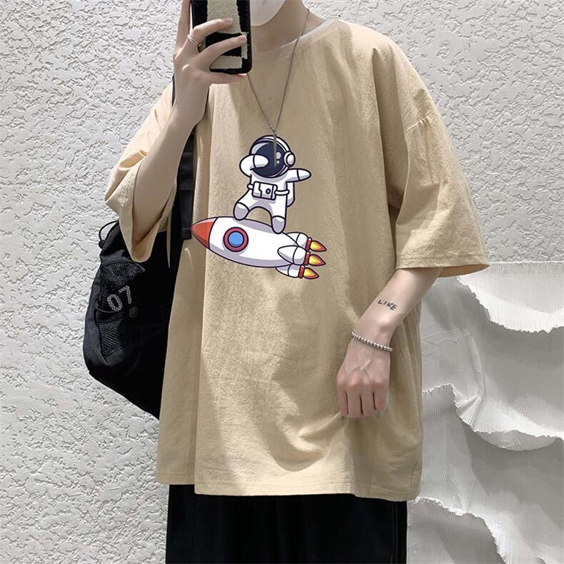 YT26158-P30亚短袖t恤男大码五分袖男宽松七分袖港风模特,男装T恤,电商A040