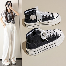 韩版帆布鞋女2024夏季新款百搭学生透气厚底板鞋休闲鞋女，女鞋帆布鞋，星座1407-3