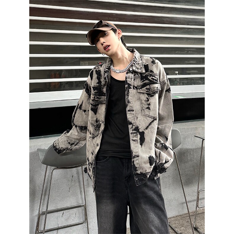 现货5千件男女美式牛仔外套春扎染破坏牛仔衣高街夹克NT521P75,男装夹克,星座301D-2(原星座1004-1）